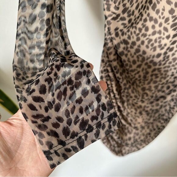 NWT Reformation Tomas Leopard Print Mini Ruched Long Sleeve Dress Size M - Picture 7 of 11